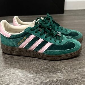 Adidas Spezial Green and Pink Suede Sneakers